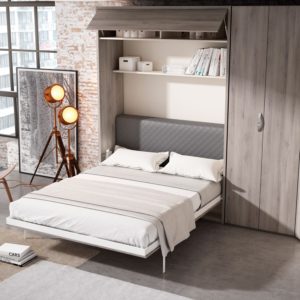 Armario con cama abatible con esquinera abierto